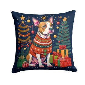 NEW Pit Bull Terrier Christmas Throw Pillow Machine Washable, Indoor Outdoor Decorative Pillow for Couch, Bed or Patio, 18Hx18W