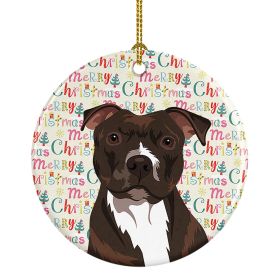 Pit Bull Brindle #2 Christmas Ceramic Ornament Christmas Tree Hanging Decorations for Home Christmas Holiday, Party, Gift, 3 in, Multicolor