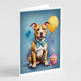Pit Bull Terrier Happy Birthday Greeting Cards Pack of 8 Blank Cards with Envelopes Whimsical A7 Size 5x7 Blank Note Cards