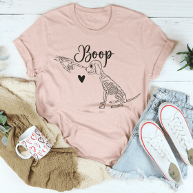 Boop Cute Dog T-Shirt (Color: Heather Prism Peach, size: M)
