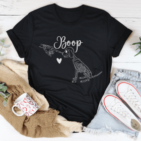 Boop Cute Dog T-Shirt (Color: Black Heather, size: XL)