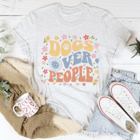 Dogs Over People T-Shirt (Color: Ash, size: 3XL)