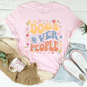 Dogs Over People T-Shirt (Color: Pink, size: 2XL)