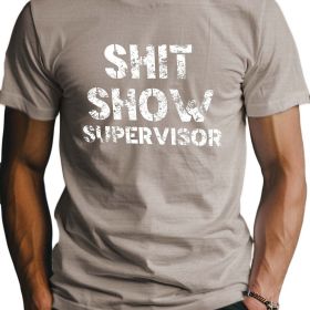 Letter Dog Poop Show Fit Men's T-shirt, Sweat Wicking And Freedom Of Movement (Color: Khaki, size: L)