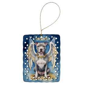 Pit Bull Terrier My Angel Porcelain Ornament Christmas Tree Hanging Decorations for Home Christmas Holiday, Rectangle, Gift, Multicolor (Default: Default)