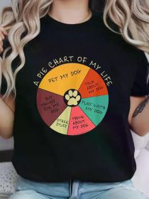 Funny Pie Chart Day in the Life of a Dog Lover T-Shirt (Color: Black, size: L)