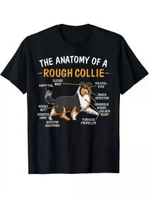 Rough Collie Anatomy Humor T-Shirt for Dog Lovers - 100% Cotton Tee, (Color: Black, size: XXXL)