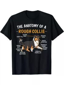Rough Collie Anatomy Humor T-Shirt for Dog Lovers - 100% Cotton Tee, (Color: Black, size: XL)