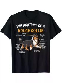 Rough Collie Anatomy Humor T-Shirt for Dog Lovers - 100% Cotton Tee, (Color: Black, size: S)