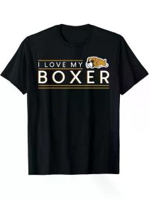 I Love My Boxer T-Shirt - Funny Dog Shirt (Color: Black, size: XXL)