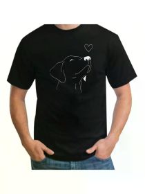 Summer Outdoor Men'S Clothing, Cute Dog Pattern Short-Sleeved T-Shirt, Fashionable Round (Color: Black, size: XL)