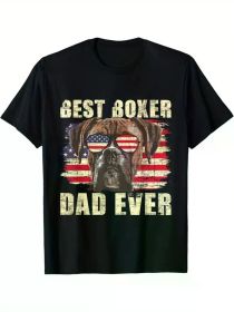Best Boxer Dad Ever - USA Flag American Dog Animal Lover T-ShirtBest Boxer Dad Ever - USA Flag American Dog Animal Lover T-Shirt (Color: Black, size: S)