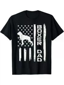 Boxer Dad US Flag Vintage Patriotic Dog Lover Owner Men Gift T-Shirt (Color: Black, size: XXXL)