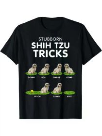Funny Shih Tzu Trick for dog lover Unisex T-Shirt, Regular-Fit, Family T-shirt (Color: Black, size: L)