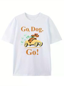 Go Dog Go Printed T-shirt. Men's T-shirt. Summer casual short-sleeved T-shirt. (Color: Black, size: XL)