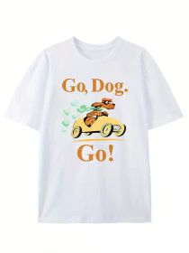 Go Dog Go Printed T-shirt. Men's T-shirt. Summer casual short-sleeved T-shirt. (Color: Black, size: S)