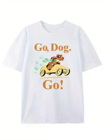 Go Dog Go Printed T-shirt. Men's T-shirt. Summer casual short-sleeved T-shirt. (Color: Black, size: M)