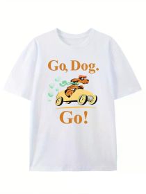 Go Dog Go Printed T-shirt. Men's T-shirt. Summer casual short-sleeved T-shirt. (Color: Black, size: L)