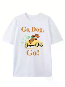 Go Dog Go Printed T-shirt. Men's T-shirt. Summer casual short-sleeved T-shirt. (Color: Black, size: XXXL)