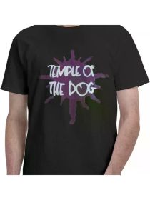 Temple Music of The Dog Men'S T-Shirt Short Sleeve Tees Soft Cotton Crewneck T-Shirt Black 2025 Comfortable & fashionable (Color: Black, size: L)