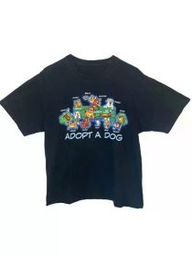 Vintage Y2K Crazy Shirts Hawaii Original Adopt A Dog Collab T Shirt M, All-Season, Family T-shirt (Color: Black, size: XXXL)