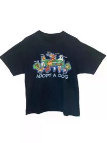 Vintage Y2K Crazy Shirts Hawaii Original Adopt A Dog Collab T Shirt M, All-Season, Family T-shirt (Color: Black, size: XL)
