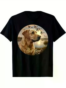 Best Friend Hunting Yellow Labrador Dog With Ducks And Geese T-Shirts, (Color: Black, size: XXXL)