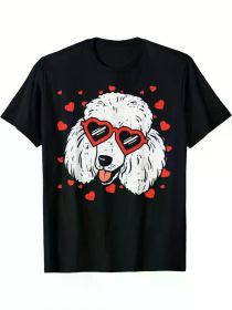 Poodle Face Heart Glasses Cute Valentines Day Dog Lover Gift T-Shirt (Color: Black, size: L)