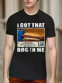 Men's Vintage Style "I Got That Dog In Me" Cotton T-Shirt, Crew Neck, Short Sleeve, Comfortable Knit Fabric, Casual Summer Top for Casual Attire (Color: Black, size: L)