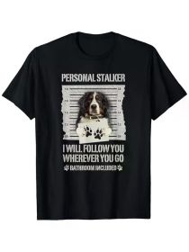 pc Personal Stalker Bernese Mountain Dog Graphic T-Shirt, 100% Cotton Crew Neck Short Sleeve Tee (Color: Black, size: S)