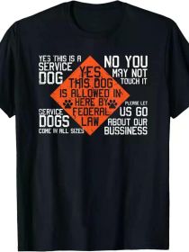 EWH Service Dog Owner Federal Law Graphic T-Shirt, 100% Cotton Crew Neck Short Sleeve Tee, Casual Street Style Knit Fabric Top for All Seasons (Color: Black, size: XXXL)