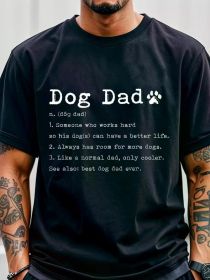 Dog Dad Black T-Shirts For Men Mens T-shirt For Men Funny Crew Neck Casual T-Shirt Cotton Soft Breathable 100% Gym-Friendly (Color: Black, size: S)