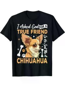 Men's Chihuahua Love Graphic T-Shirt - Ultra-Soft 100% Cotton, Breathable & Moisture-Wicking Crew Neck Tee with Funny Dog Print (Color: Black, size: XXL)