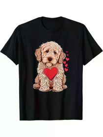 Dog Valentine Cute Golden Doodle Valentine'S Day T-Shirt (Color: Black, size: S)