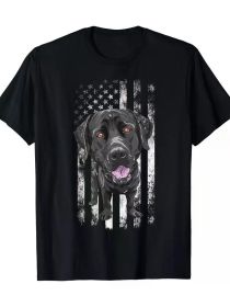 Black Labrador American Flag Patriotic Dog Dad Mom Black Lab T-Shirt (Color: Black, size: S)