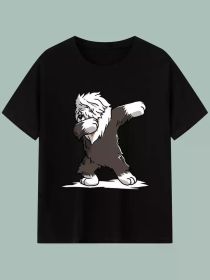 Soft & Comfy Cotton T-Shirt with Dabbing Dog Design, Perfect for Casual Attire & Gifts, Multiple Sizes Available (Color: Black, size: XL)