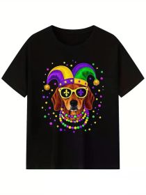 Stylish Bead - Accented Dachshund Dog Festival Carnival Womens Mens T-Shirt (Color: Black, size: XL)