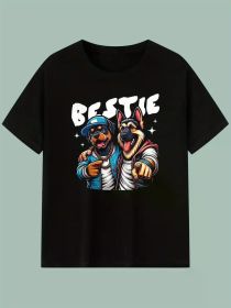 The Brotherhood of Cool Dogs Show High-Quality Cotton T-Shirt, Creative, Versatile for All Seasons, Durable Knit, Perfect for New Year (Color: Black, size: XL)