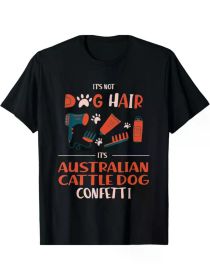Men's Australian Cattle Dog Confetti Graphic T-Shirt, 100% Cotton, Casual Crew Neck, All-Season Knit Fabric, Regular Fit (Color: Black, size: XXL)