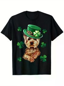 Yorkshire Terrier Shirt St.Patrick'S Day Dog Shamrock TShirt (Color: Black, size: XL)