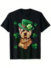 Yorkshire Terrier Shirt St.Patrick'S Day Dog Shamrock TShirt (Color: Black, size: L)