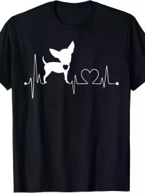 Cute Chihuahua Dog Heartbeat Tshirt For Men Men's Kids T-Shirt (Color: Black, size: M)