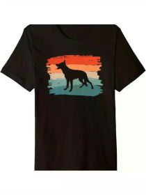 Men's Retro Australian Cattle Dog Graphic T-Shirt - Premium Cotton, Black with Vintage Design, Comfortable & Stylish for Casual Attire (Color: Black, size: L)