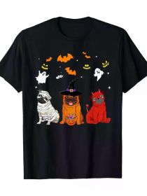 Halloween Pug Dogs Lovers Mummy Witch Demon Costumes T-Shirt (Color: Black, size: XXXL)