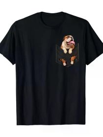 Funny English Bulldog In Your Pocket For Dogs Lovers T-Shirt - 220g (Color: Black, size: XXXL)