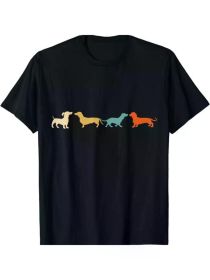 Dachshund Shirt Vintage Retro Wiener Dog Tee Gift Unisex T-Shirt (Color: Black, size: XXXL)