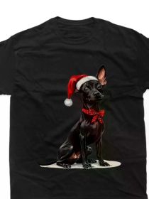 Cute Xoloitzcuintli Dog Christmas Merry X-mas Graphic T-Shirt (Color: Black, size: XXXL)