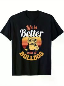 Humorous English Bulldog Costume Dog Merchandise Gift Unisex T-Shirt (Color: Black, size: S)