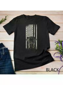 Cane Corso Italiano dog USA Flag Unisex T-shirt (Color: Black, size: L)