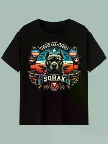 Men's Saurak Fighting Dog Tribute Cotton T-Shirt - Black, Short Sleeve, Round Neck, Durable Knit, All-Season Wear (Color: Black, size: XXL)